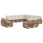 Modulaire tuinbankenset poly rattan 13-persoons beige crème wit