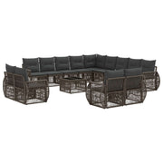 Tuinbankenset poly rattan grijs donkergrijs 14-delig