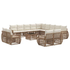 Garden bench set 14 pcs Beige and Cream White poly rattan