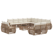 Tuinbankenset 14-delig poly rattan beige crème wit