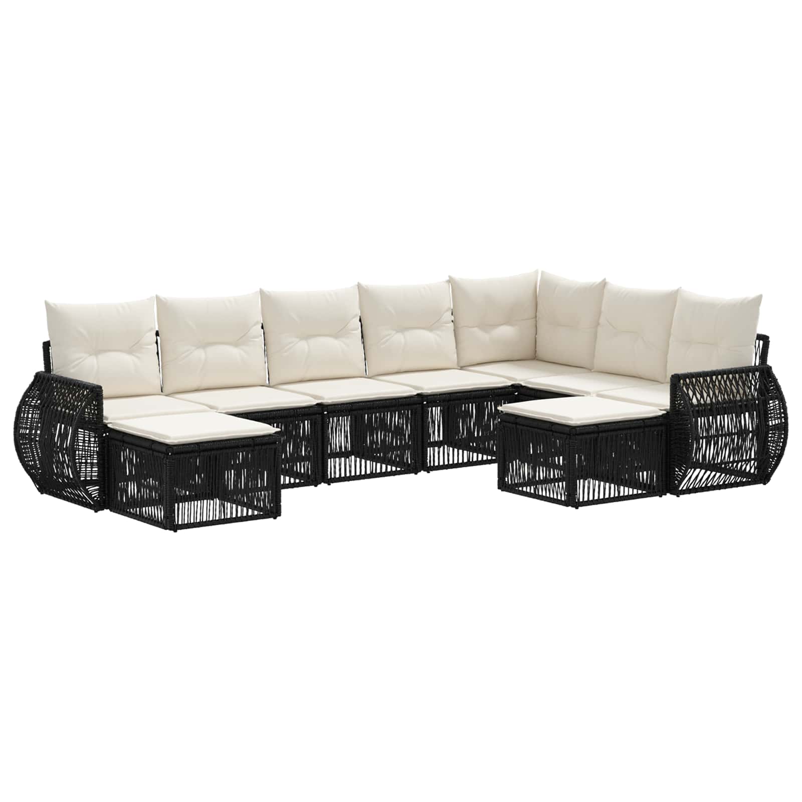 Tuinbankenset 9 pcs Zwart poly rattan