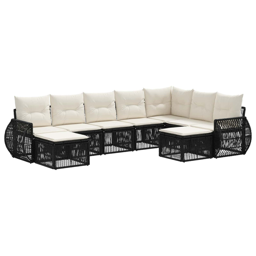 Tuinbankenset 9 pcs Zwart poly rattan