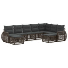 Tuinbankenset poly rattan 9-delig grijs