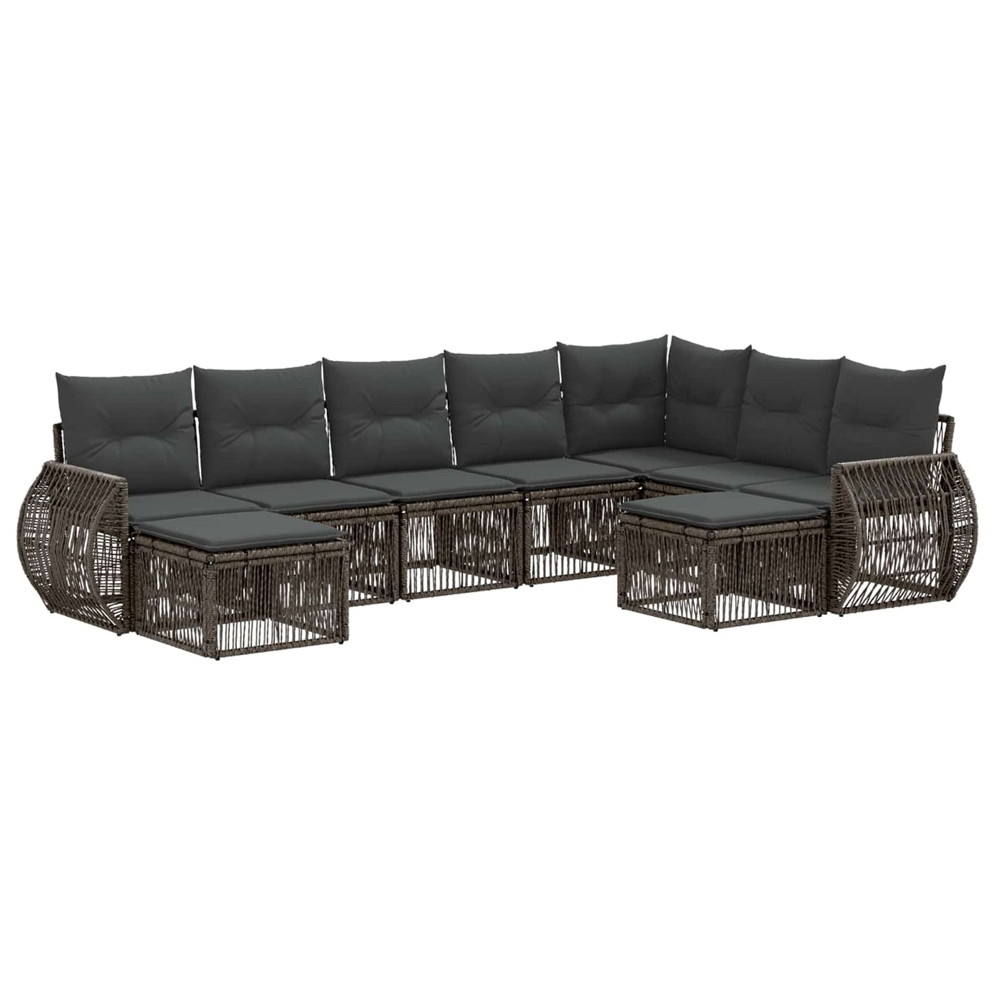 Tuinbankenset 9 pcs Grijs poly rattan