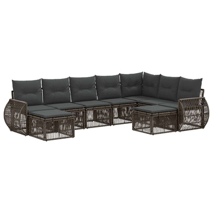 Tuinbankenset 9 pcs Grijs poly rattan