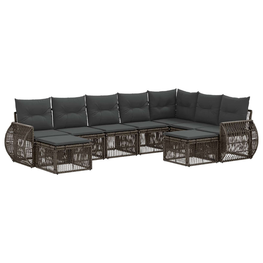 Tuinbankenset 9 pcs Grijs poly rattan