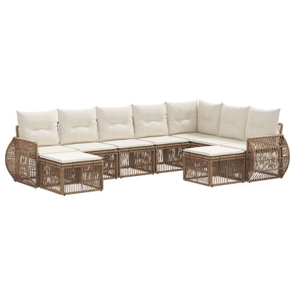 Tuinbankenset 9 pcs Beige poly rattan