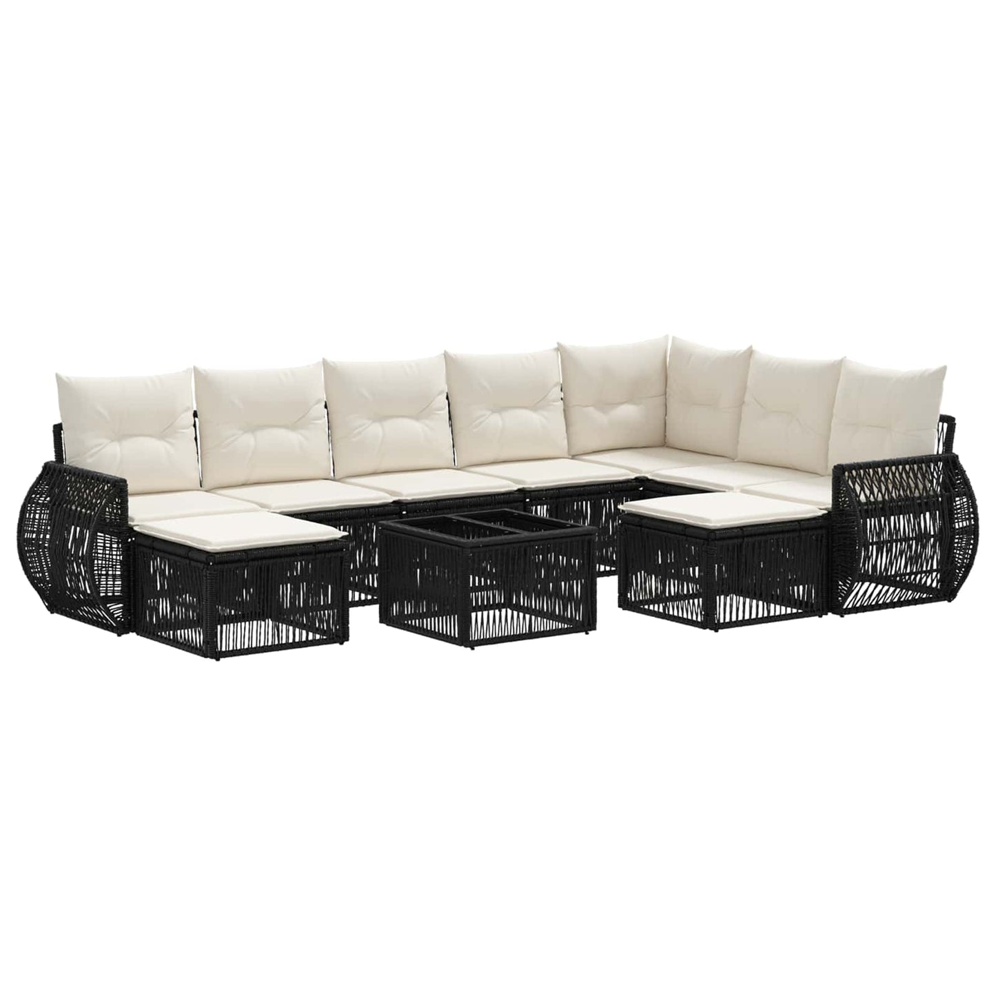 Tuinbankenset 10 pcs Zwart poly rattan