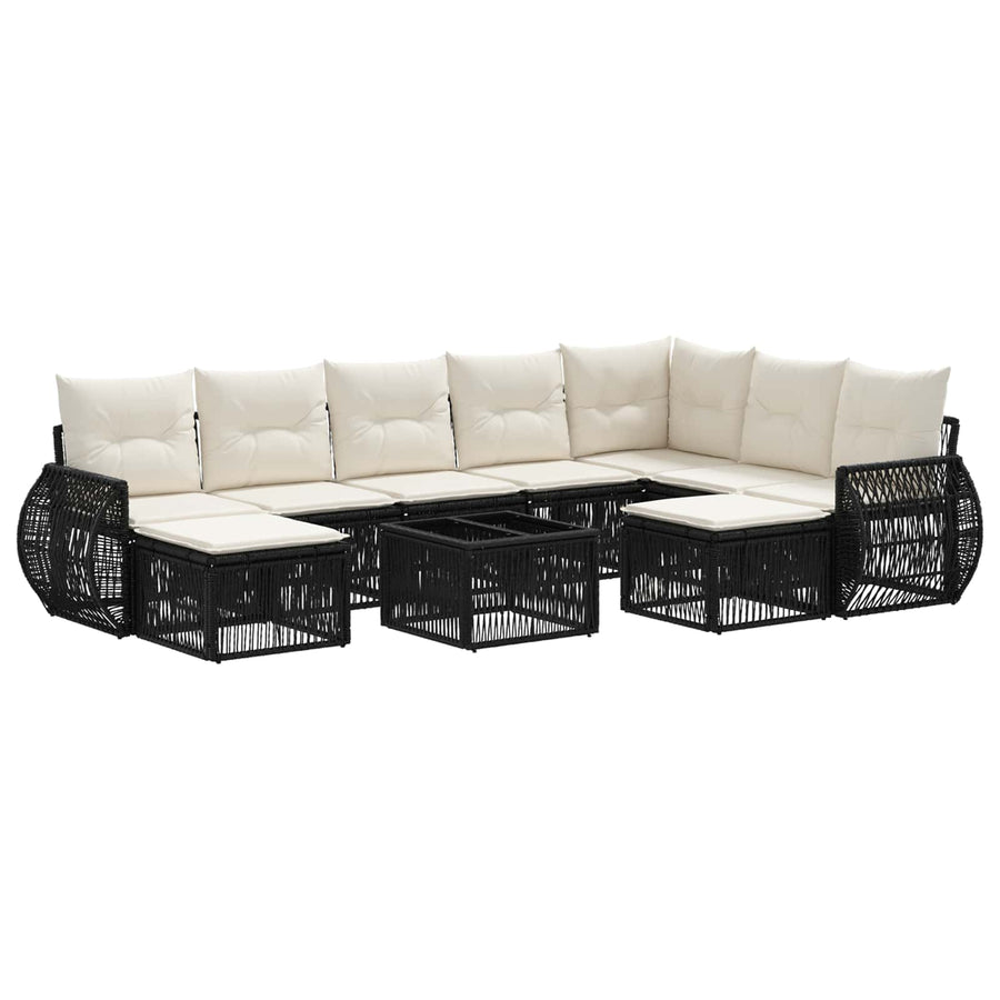 Tuinbankenset 10 pcs Zwart poly rattan
