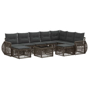 Tuinset poly rattan grijs 9 personen