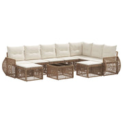 Tuinbankenset poly rattan beige 10-delig