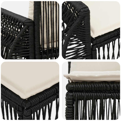 Tuinbankenset 8 st 8-Aantal zitplaatsen Zwart poly rattan