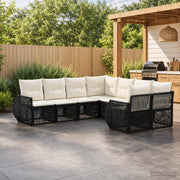 Tuinbankenset poly rattan zwart 8 personen