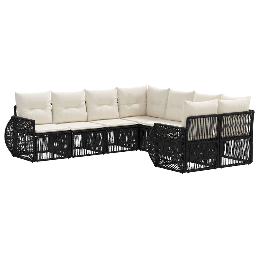 Tuinbankenset 8 st 8-Aantal zitplaatsen Zwart poly rattan