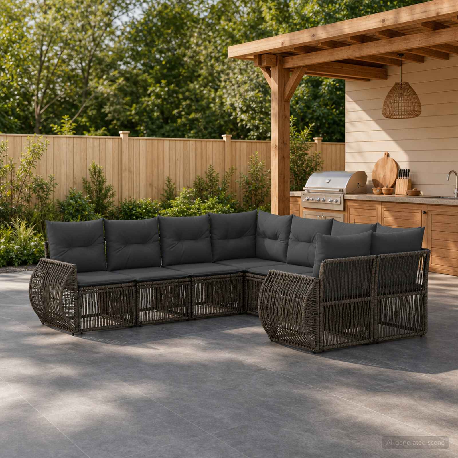 Tuinbankenset 8 st 8-Aantal zitplaatsen Grijs poly rattan
