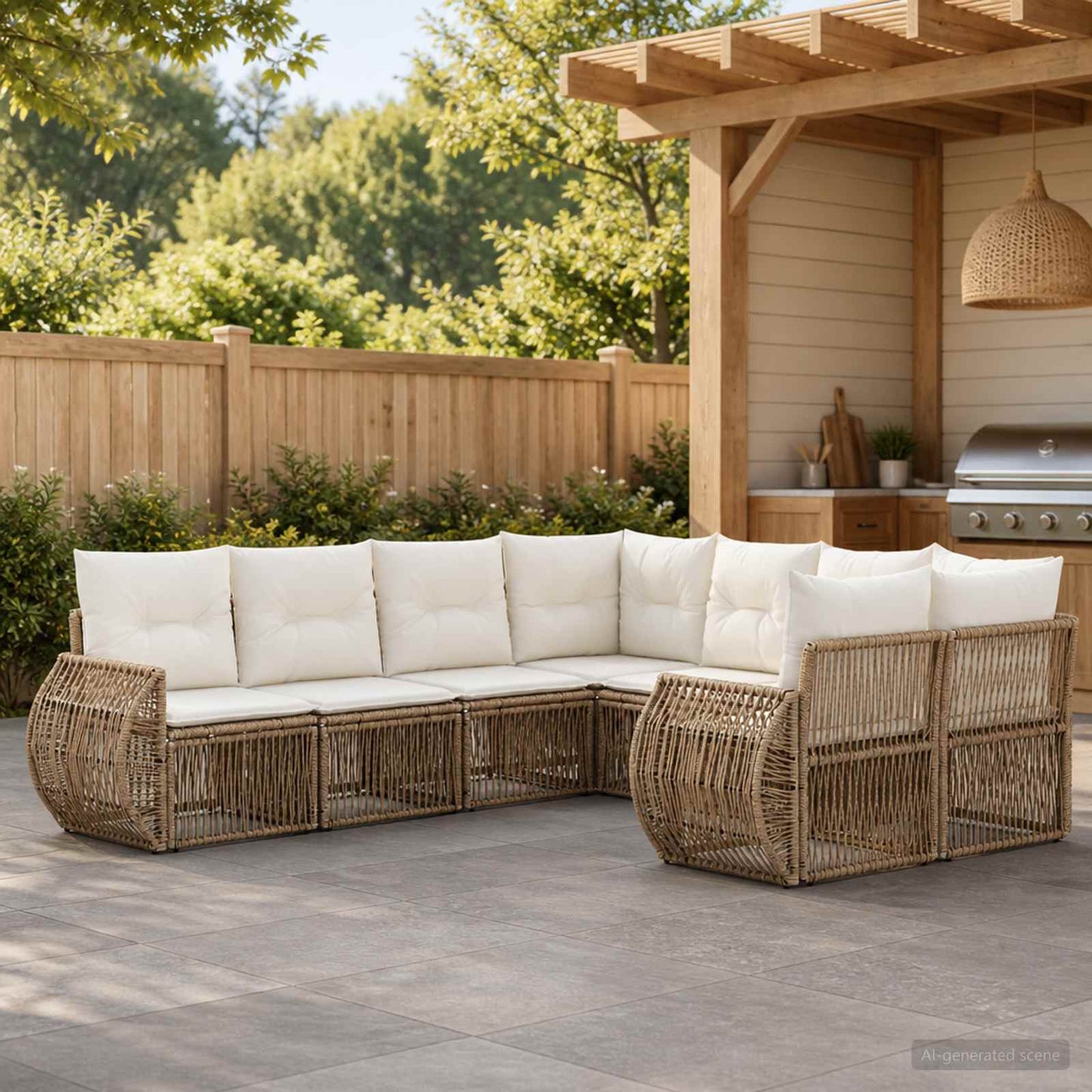 Tuinbankenset 8 st 8-Aantal zitplaatsen Beige poly rattan