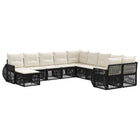 Tuinbankenset 11 delig zwart poly rattan