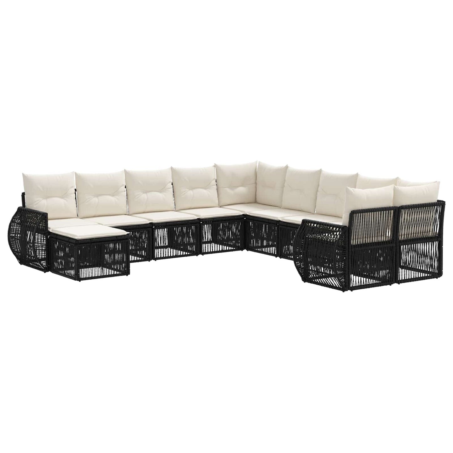 Tuinbankenset 11 pcs Zwart poly rattan