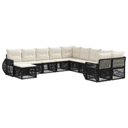 Tuinbankenset 11 delig zwart poly rattan