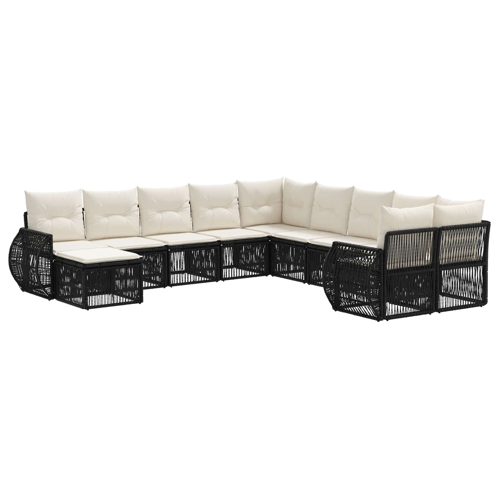 Tuinbankenset 11 pcs Zwart poly rattan