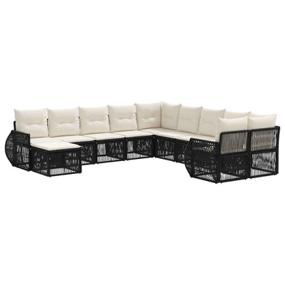 Tuinbankenset 11 pcs Zwart poly rattan