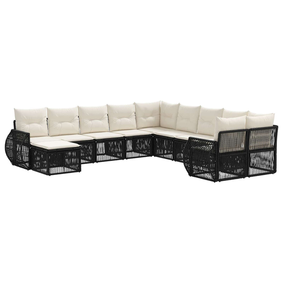 Tuinbankenset 11 pcs Zwart poly rattan