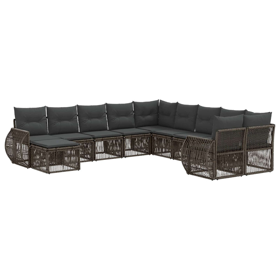 Tuinbankenset 11 pcs Grijs poly rattan