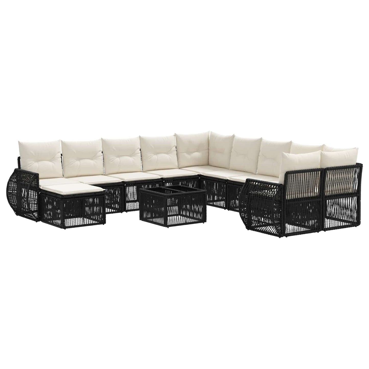Tuinbankenset 12 pcs Zwart poly rattan