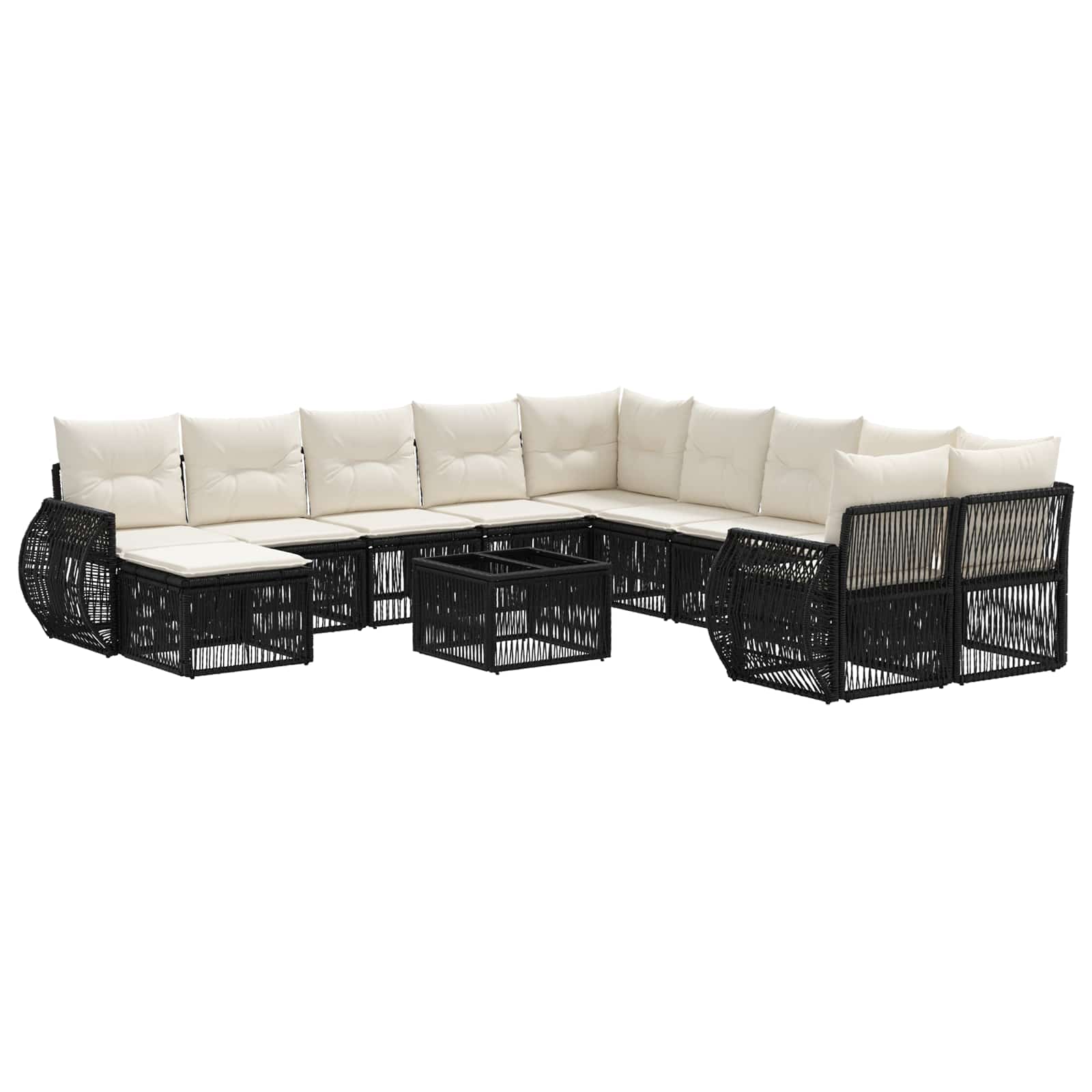 Tuinbankenset 12 pcs Zwart poly rattan