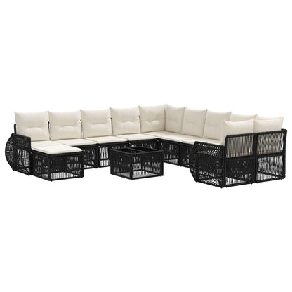 Tuinbankenset 12 pcs Zwart poly rattan