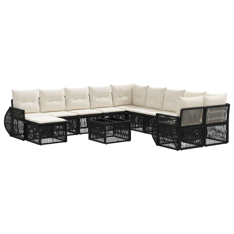 Tuinbankenset 12 pcs Zwart poly rattan