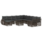 Garden Bench Set 12 pcs Grey poly rattan