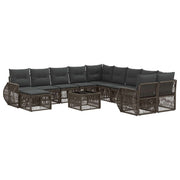 Tuinbankenset poly rattan grijs 12-delig