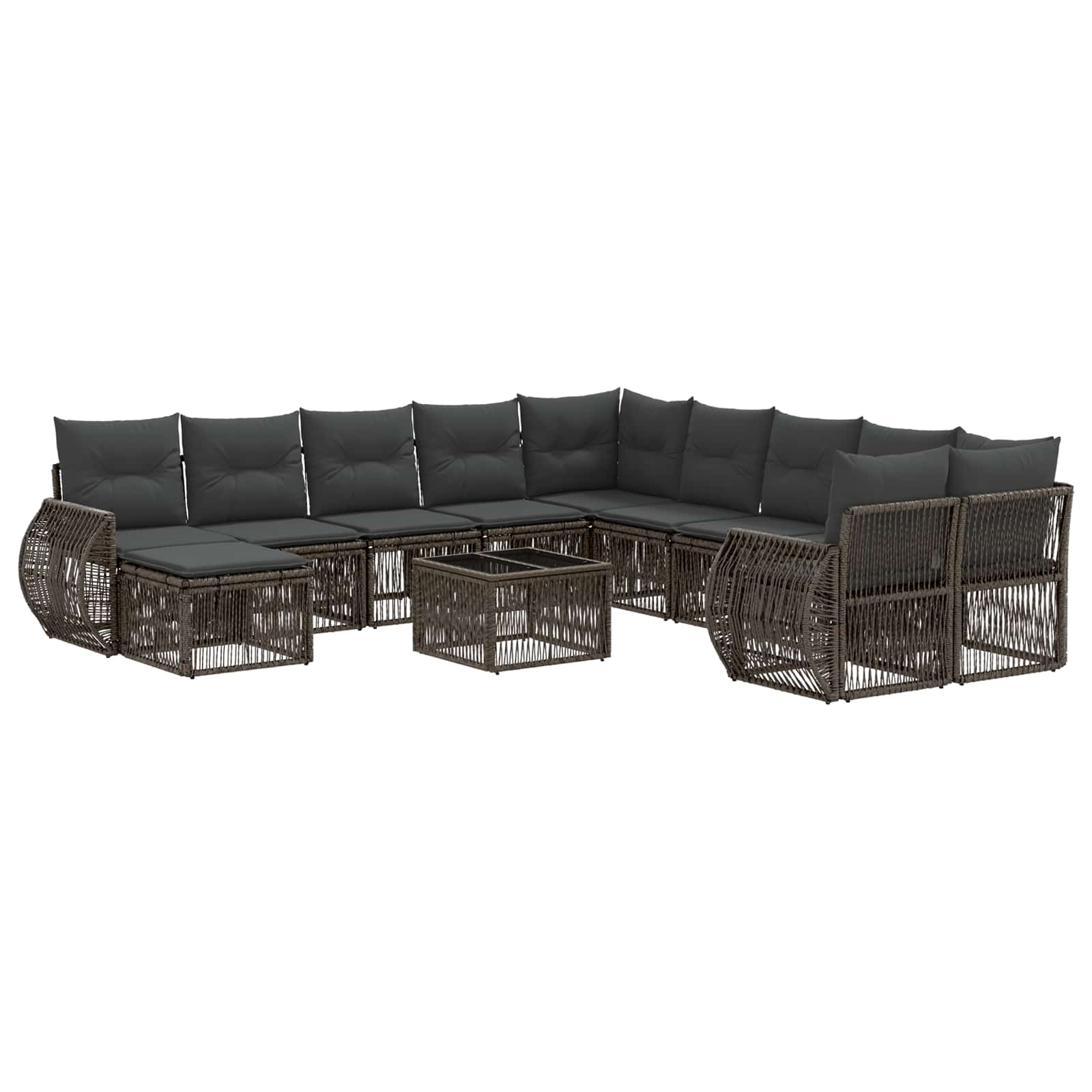 Tuinbankenset 12 pcs Grijs poly rattan
