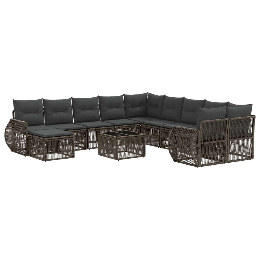 Tuinbankenset 12 pcs Grijs poly rattan