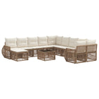 Garden bench set 12 pcs Beige poly rattan