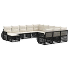 Tuinbankenset 12 personen poly rattan zwart