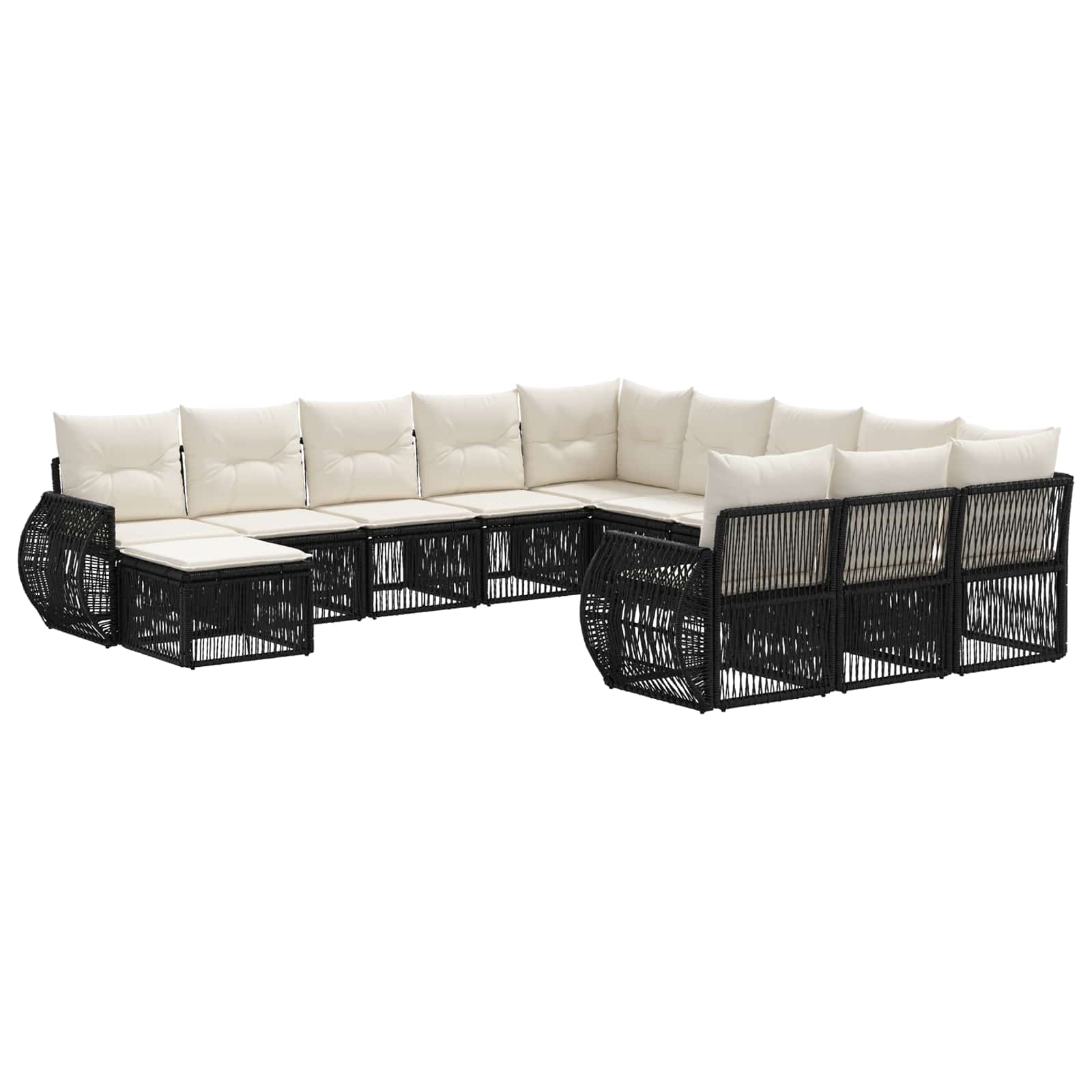 Tuinbankenset 12 pcs Zwart poly rattan