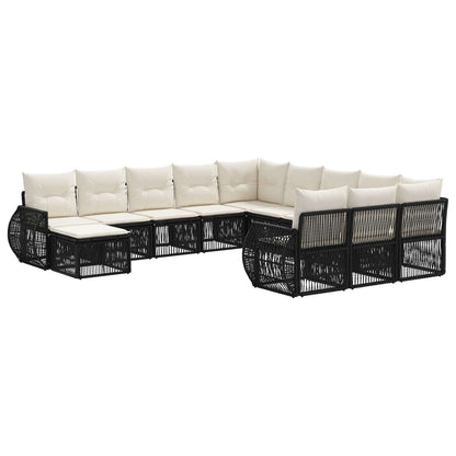 Tuinbankenset 12 pcs Zwart poly rattan