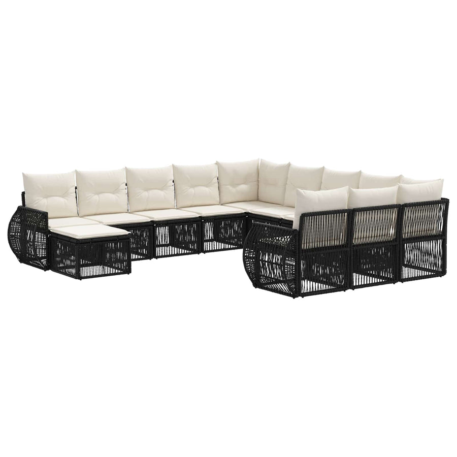 Tuinbankenset 12 pcs Zwart poly rattan