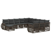 Tuinbankenset 12 delig grijs polyrattan