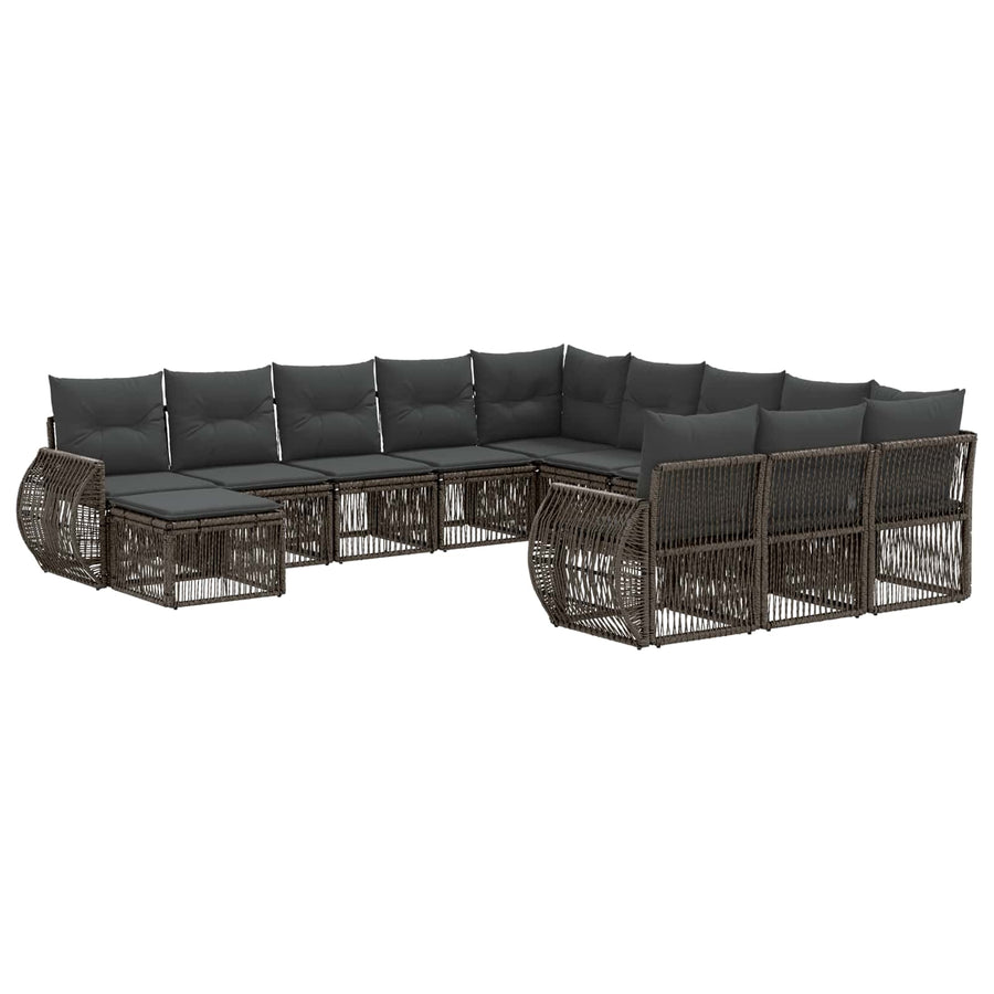 Tuinbankenset 12 pcs Grijs poly rattan
