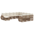 Tuinbankenset 12 personen poly rattan beige