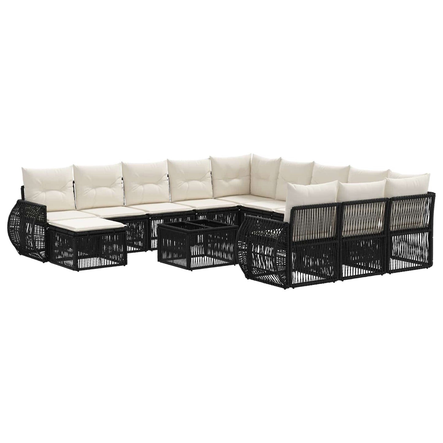 Tuinbankenset 13 pcs Zwart poly rattan