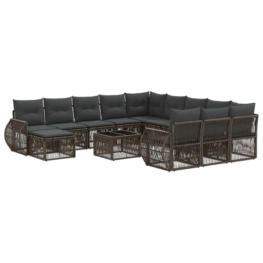 Tuinbankenset 13 pcs Grijs poly rattan