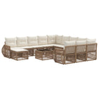 Garden bench set 13 pcs Beige poly rattan