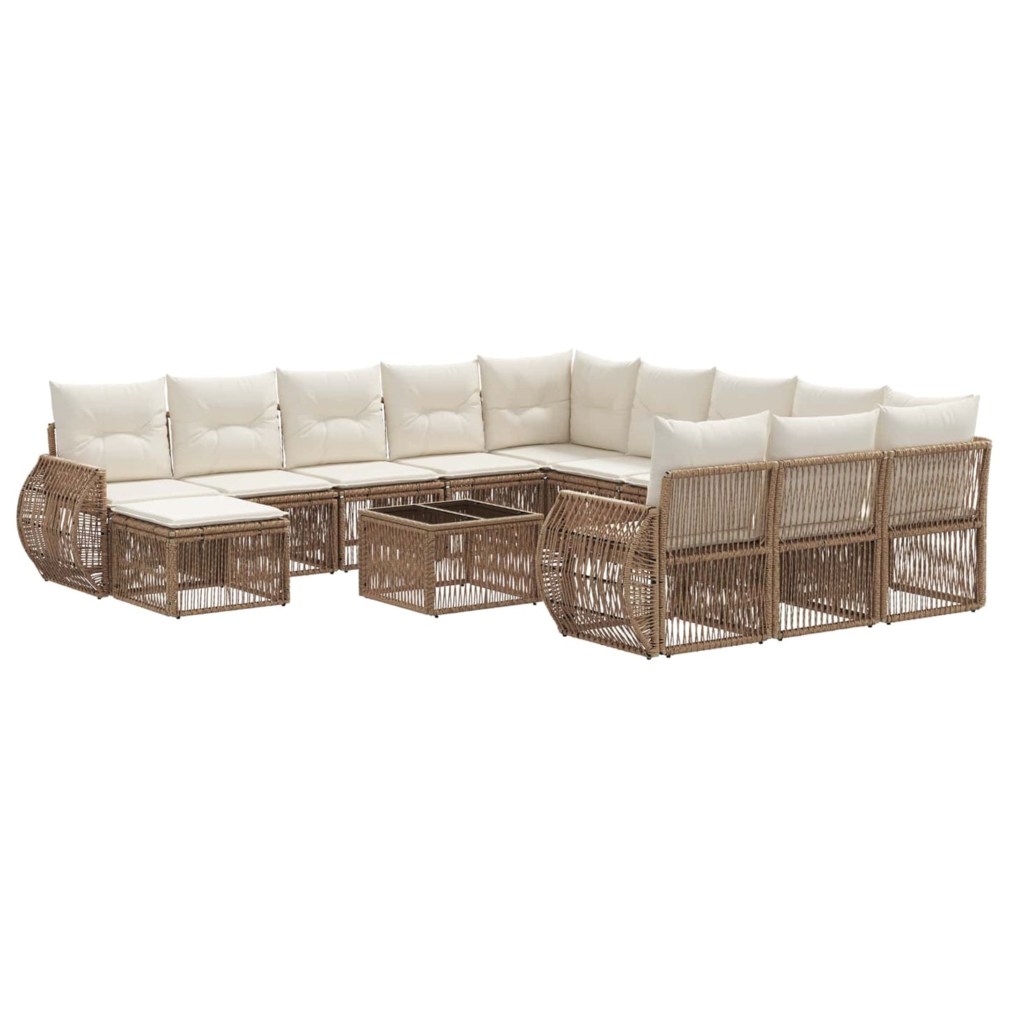 Tuinbankenset 13 pcs Beige poly rattan