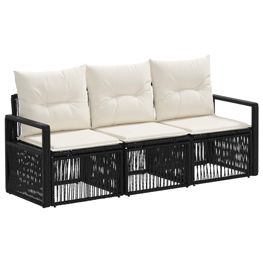 Tuinbankenset 3 pcs Zwart poly rattan