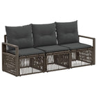 Tuinbankenset 3 personen poly rattan grijs