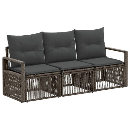 Tuinbankenset 3 pcs Grijs poly rattan